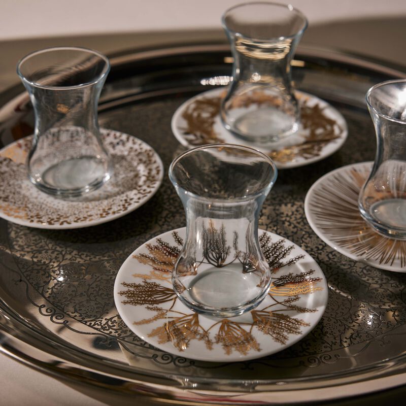 silsal tamrah by razan alazzouni arabic tea cup   saucer gold set of 6