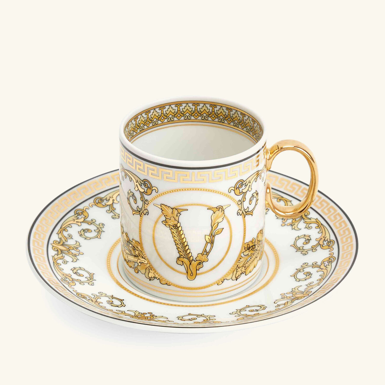 Virtus Gala Coffee Cup & Saucer Gold Set Of 6 versace virtus gala coffee cup saucer gold set of 6