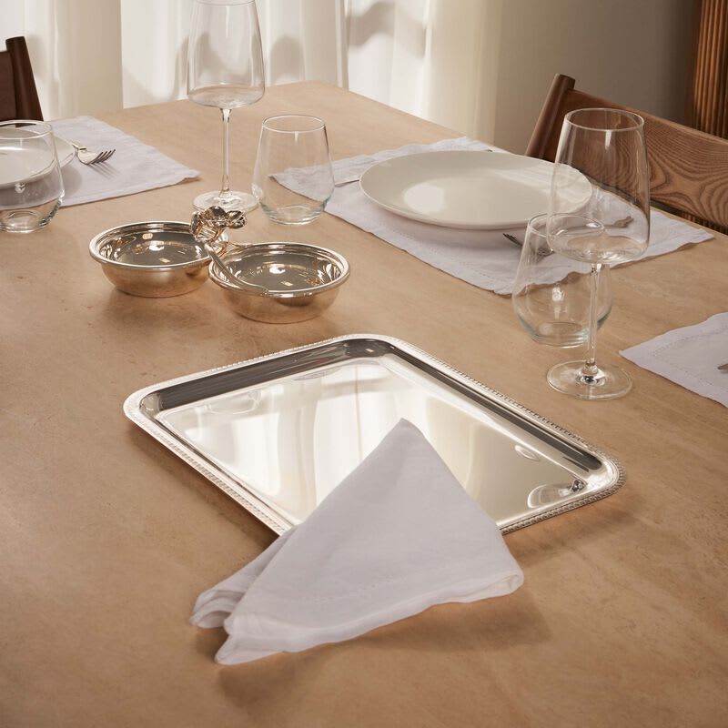 Malmaison Serving Tray Rectangular Medium Silver Plated christofle malmaison serving tray rectangular medium silver plated