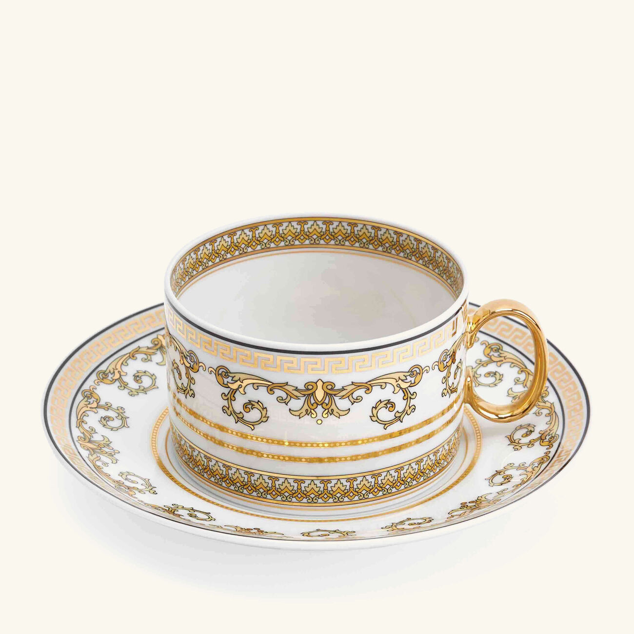 فيرساتشي طقم من 6 فناجين للشاي فيرتوس جالا مع صحونها باللون الأبيض