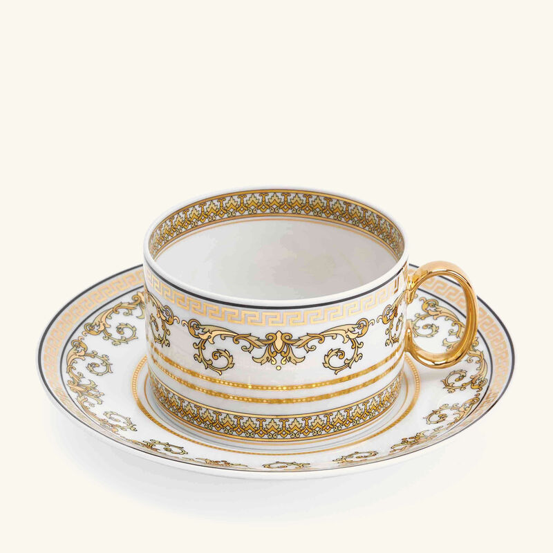 فيرساتشي طقم من 6 فناجين للشاي فيرتوس جالا مع صحونها باللون الأبيض