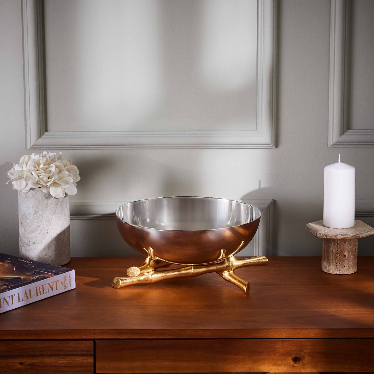 لوبجيه قطعة ديكور مركزية بامبو إيفوكا باللون الذهبي