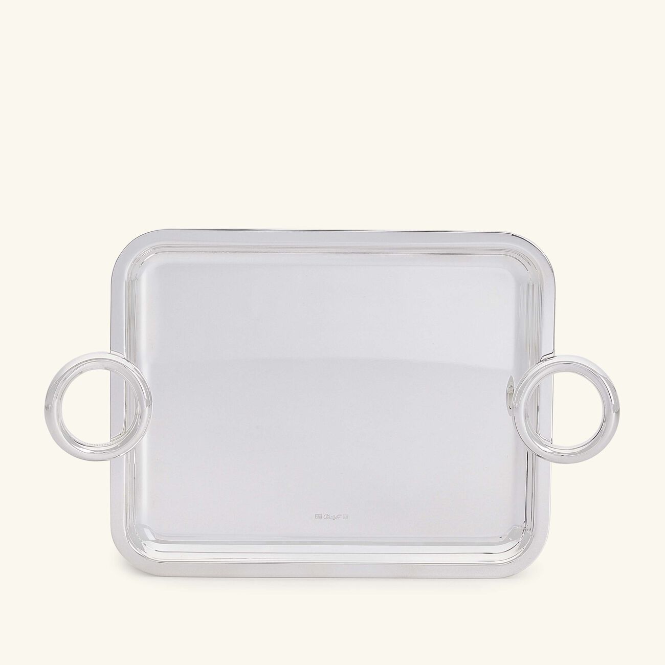 كريستوفل صينية التقديم فيرتيجو مستطيلة صغيرة مطلية بالفضة مع مقبضين