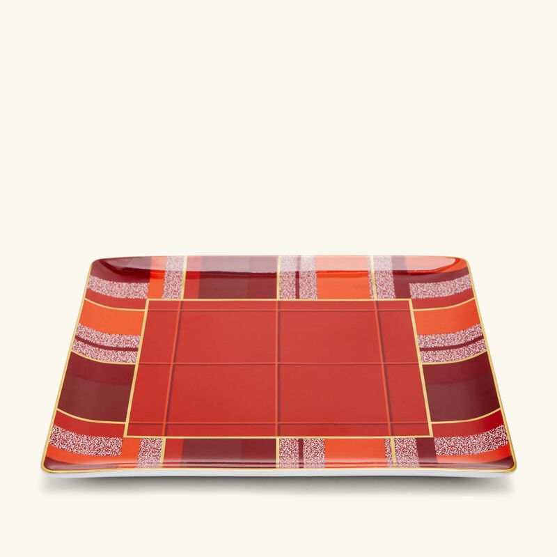 bernardaud tartan tray rectangular small red