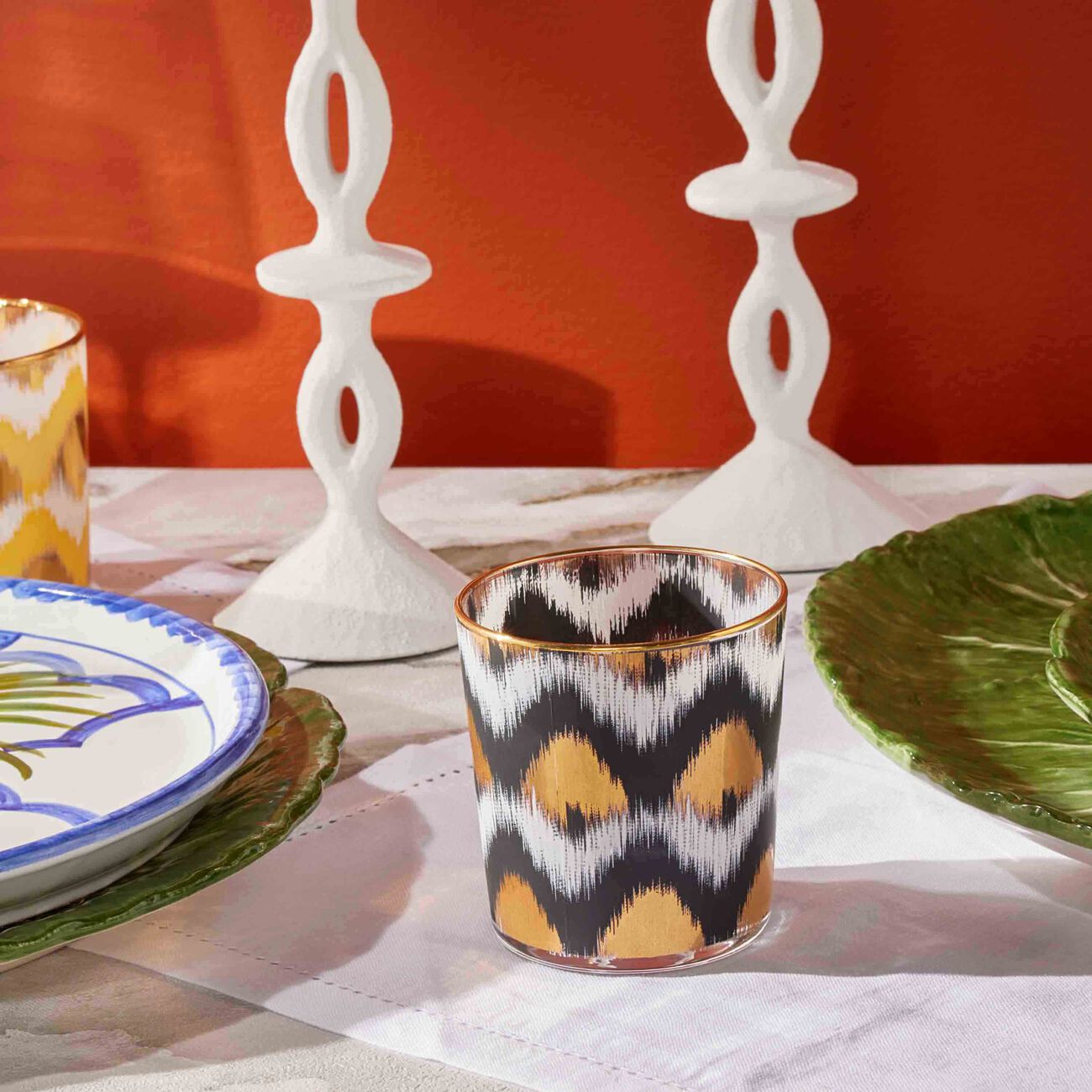 Ikat Tumbler Glass Black les ottomans ikat tumbler glass black