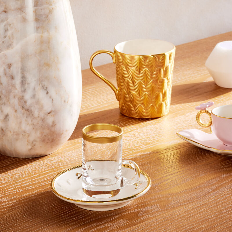 فنجان الشاي العربي باترفلاي مع صحنه صغير الحجم أبيض فيلاري فنجان الشاي العربي باترفلاي مع صحنه صغير الحجم أبيض