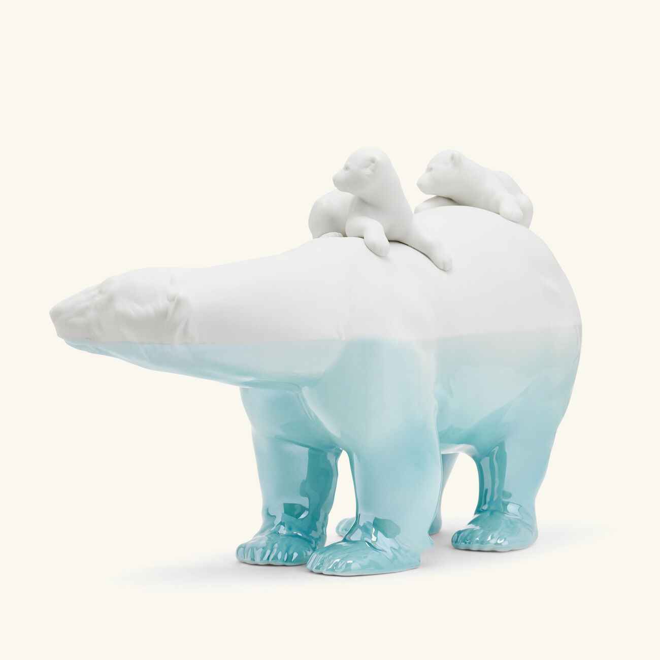 lladro underwater mummy bear and babies sculpture medium white