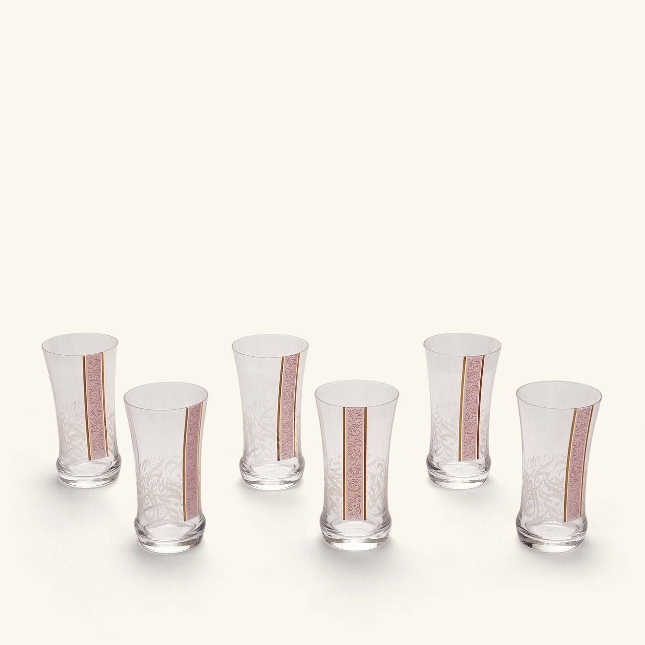 dimlaj nagham tall glass tumbler pink set of 6