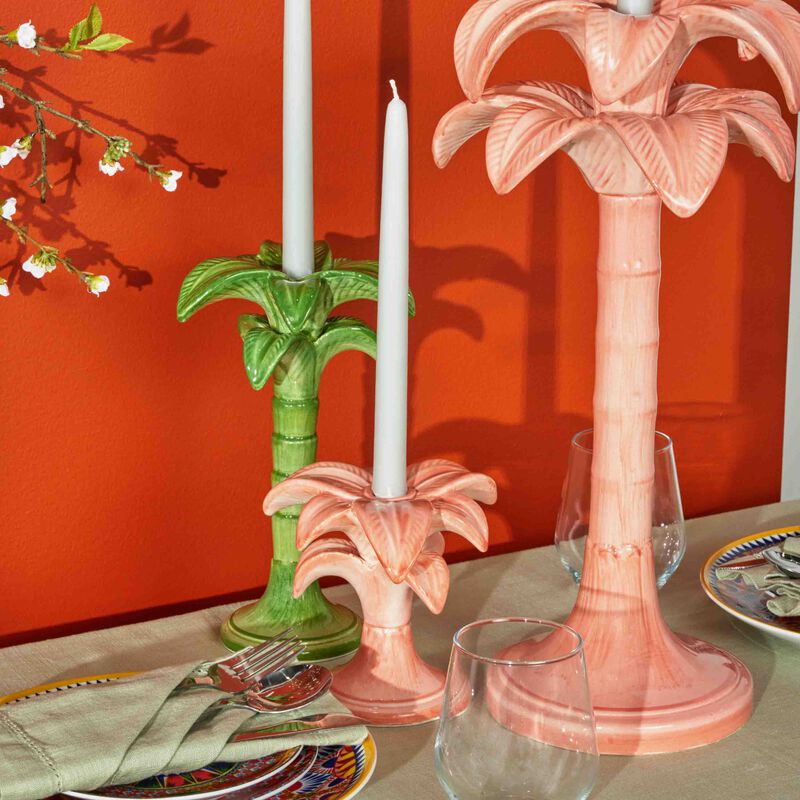 Palm Trees Candle Holder Small Pink les ottomans palm trees candle holder small pink
