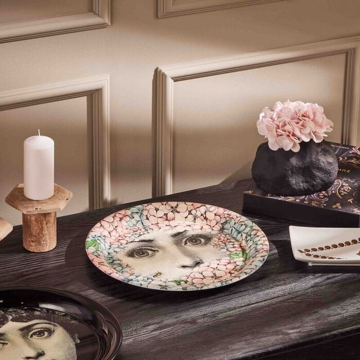 fornasetti ortensia tray round large multicolored