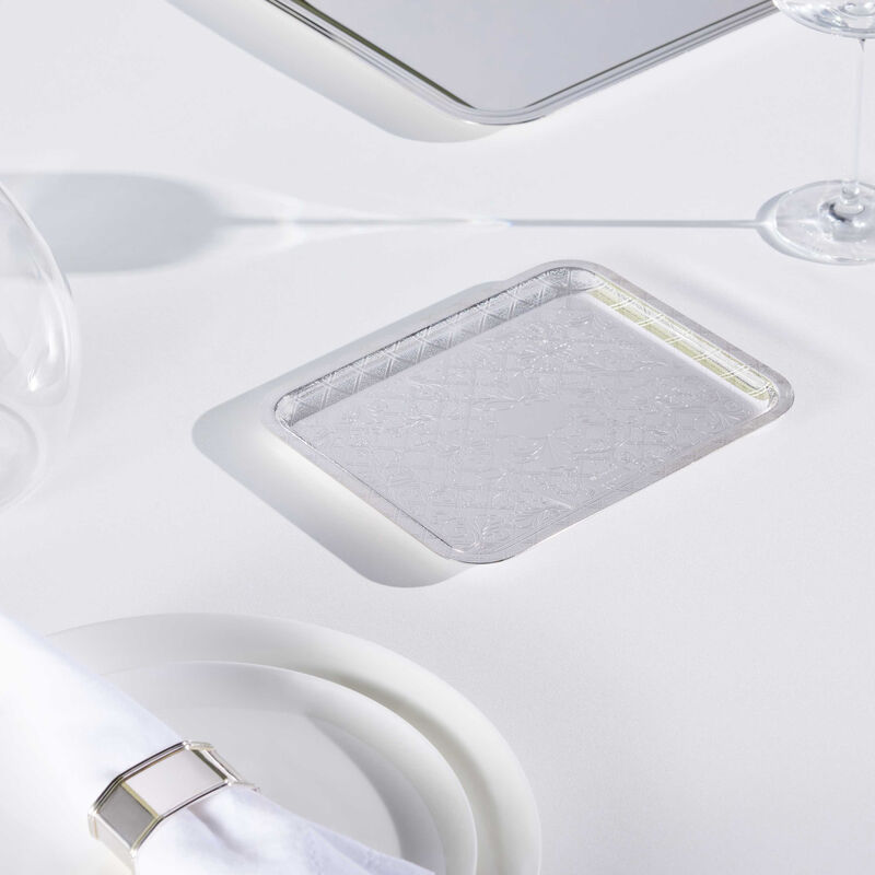 كريستوفل صينية التقديم جاردان ديدن مستطيلة صغيرة مطلية بالفضة