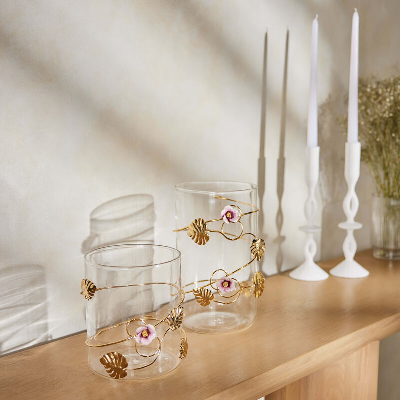 villari ibiscus candle holder clear