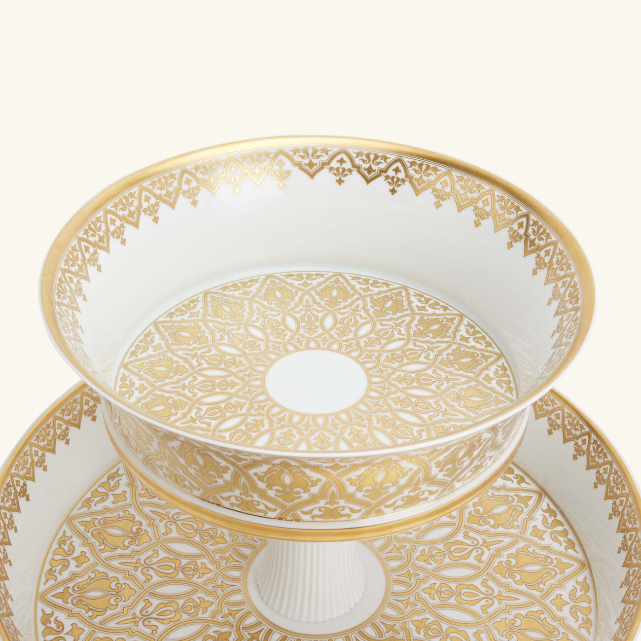 bernardaud venise 2 tiers tray gold