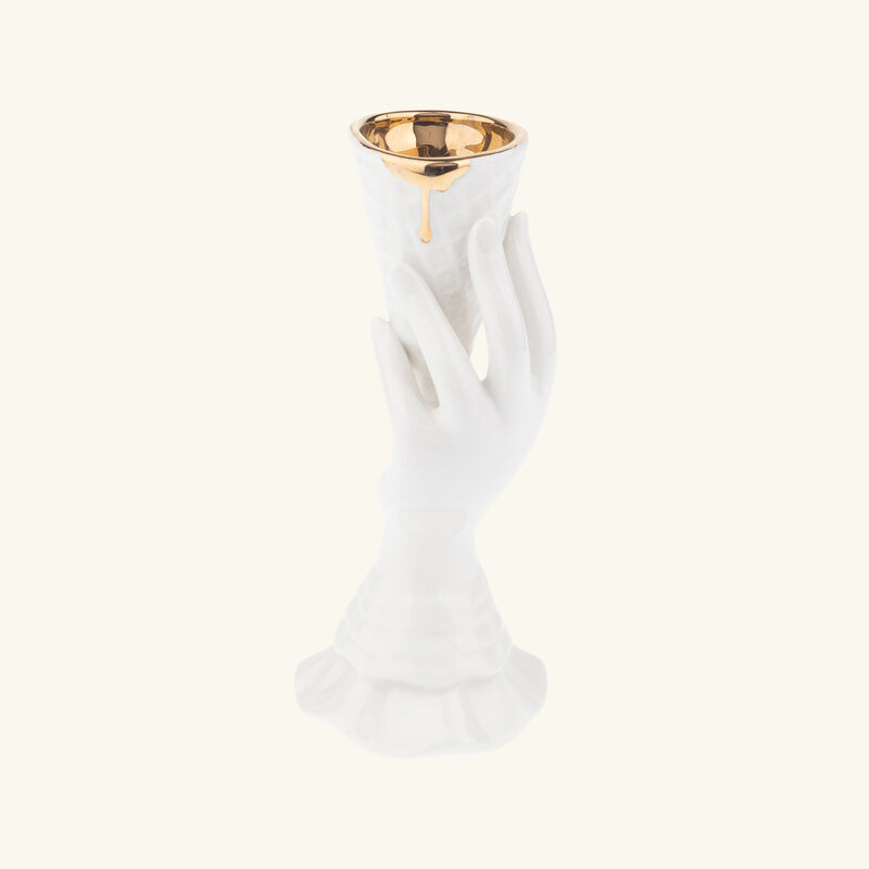 Gilded I-Scream Vase Small White jonathan adler gilded i scream vase small white