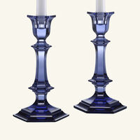 Harcourt Candle Holder Blue Set of 2 baccarat harcourt candle holder blue set of 2