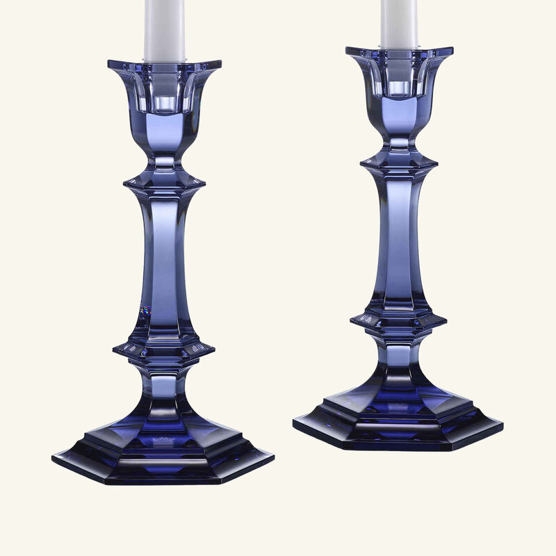 Harcourt Candle Holder Blue Set of 2 baccarat harcourt candle holder blue set of 2