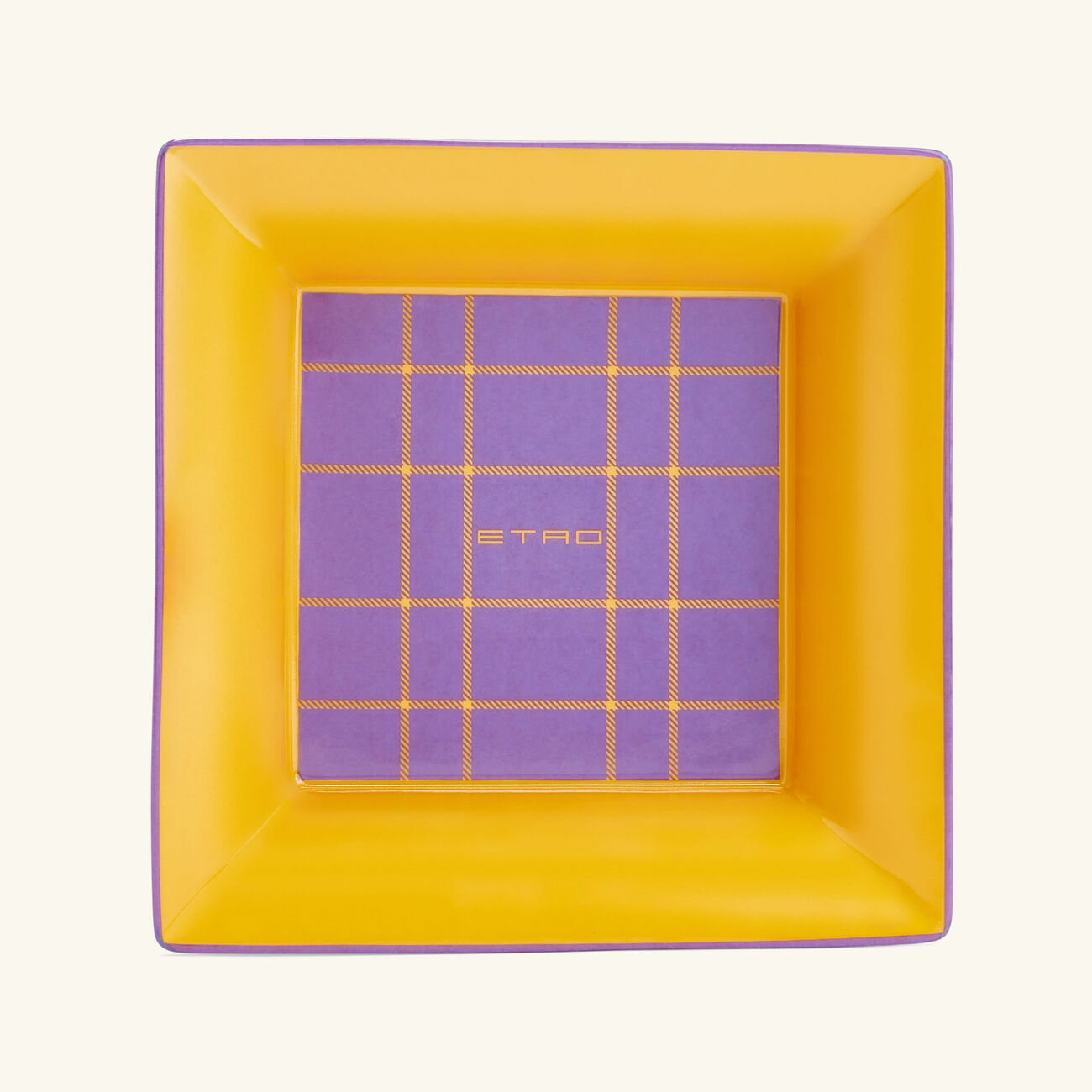 Tartan Trinket Tray Square Small Yellow etro tartan trinket tray square small yellow