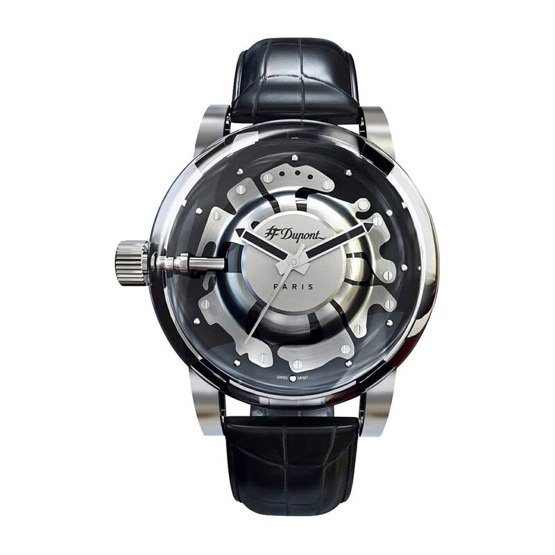 Be Bold Black Leather & Steel Watch, large