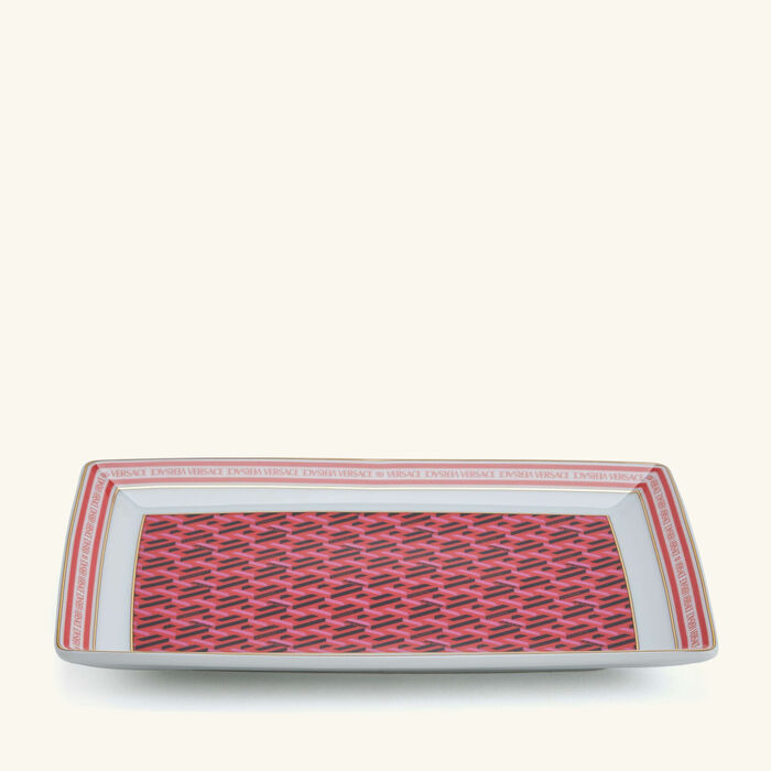 versace la greca signature serving platter rectangular red 21cm