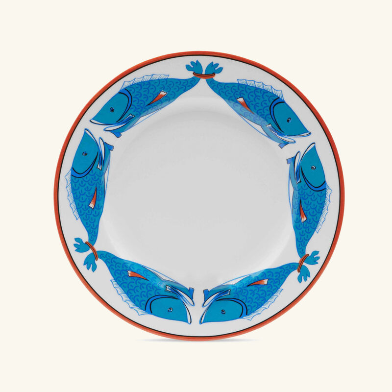 pinto paris lagon dinner plate round blue fish 26cm
