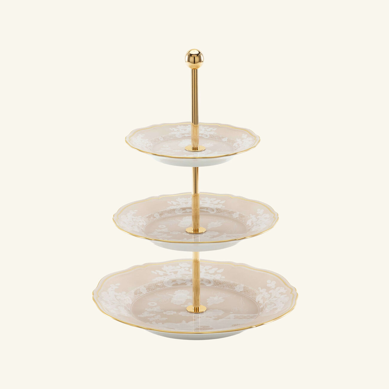 ginori 1773 oriente italiano 3 tier meringa cake stand beige