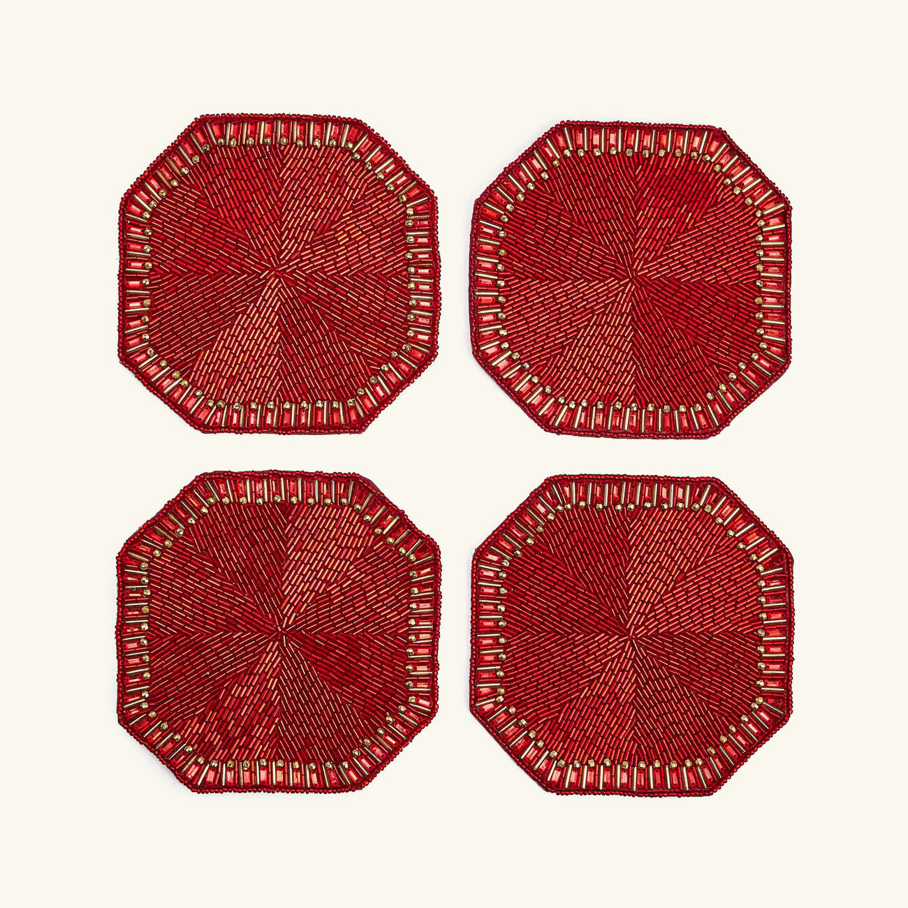 Louxor Coaster Red Set Of 4 kim seybert louxor coaster red set of 4
