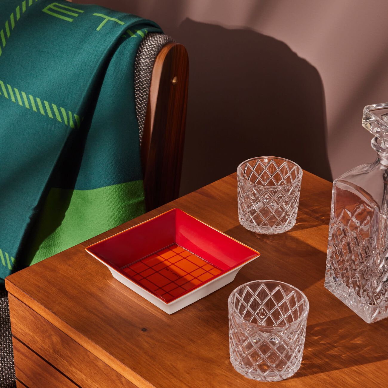 etro tartan trinket tray square small red