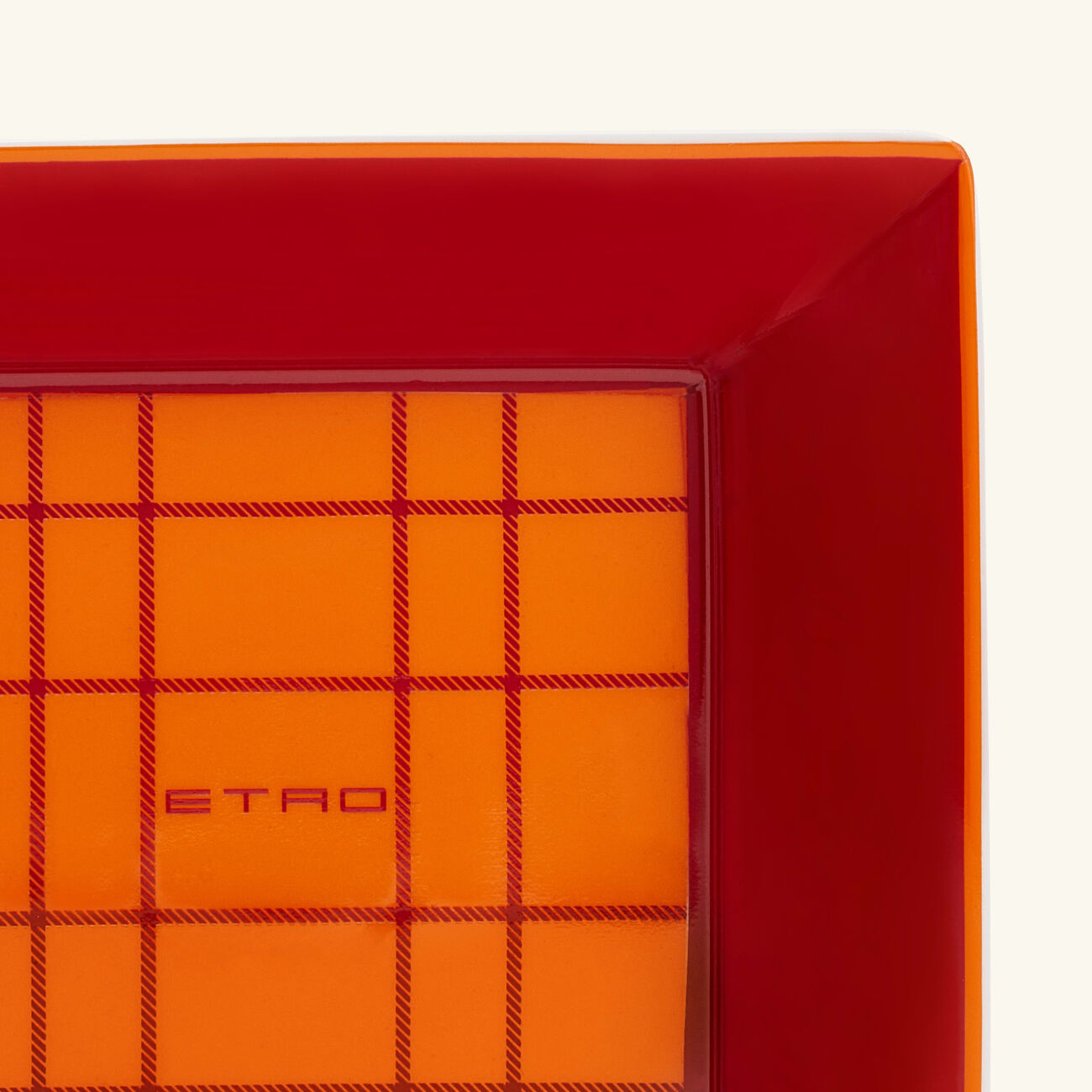 etro tartan trinket tray square small red