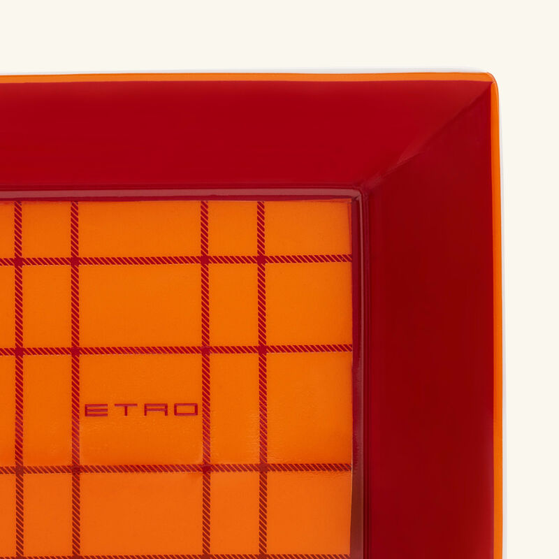 etro tartan trinket tray square small red