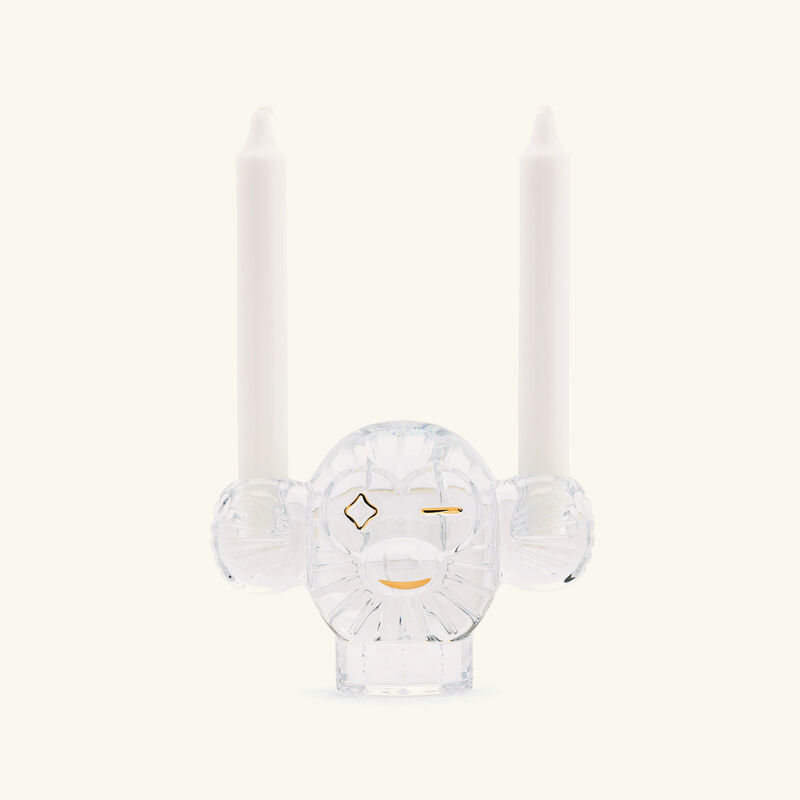 baccarat faunacrystopolis monkey candle holder clear