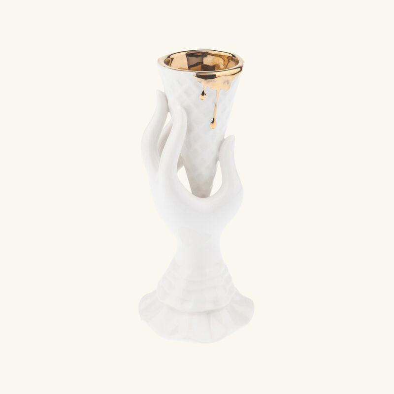 Gilded I-Scream Vase Small White jonathan adler gilded i scream vase small white