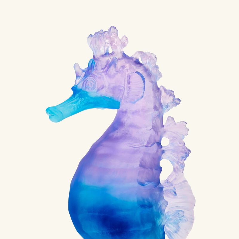 daum mer de corail seahorse figurine mini blue