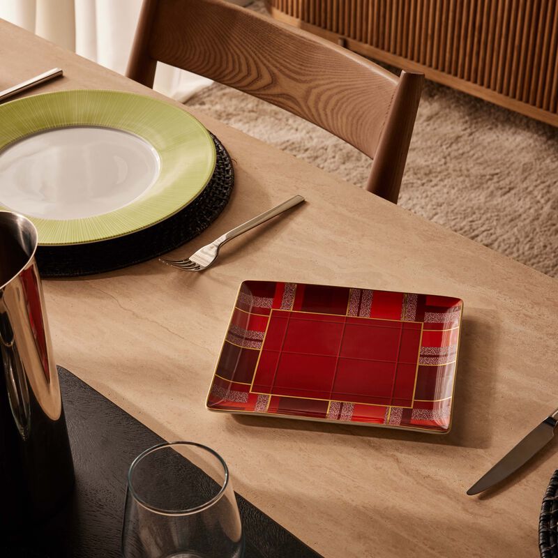 bernardaud tartan tray rectangular small red