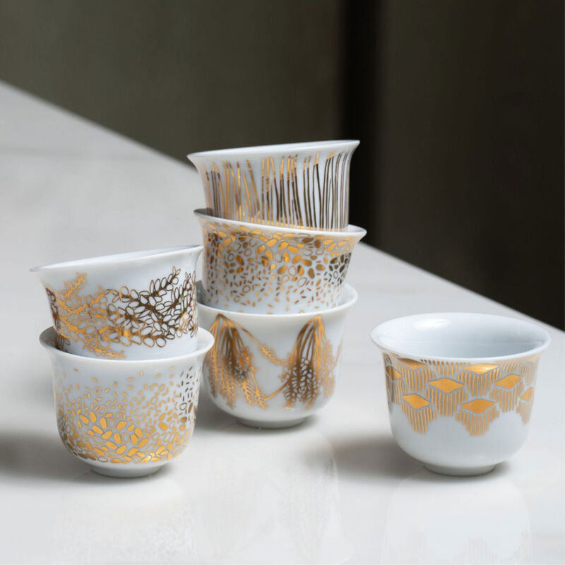silsal tamrah by razan alazzouni tara arabic coffee cup gold set of 2