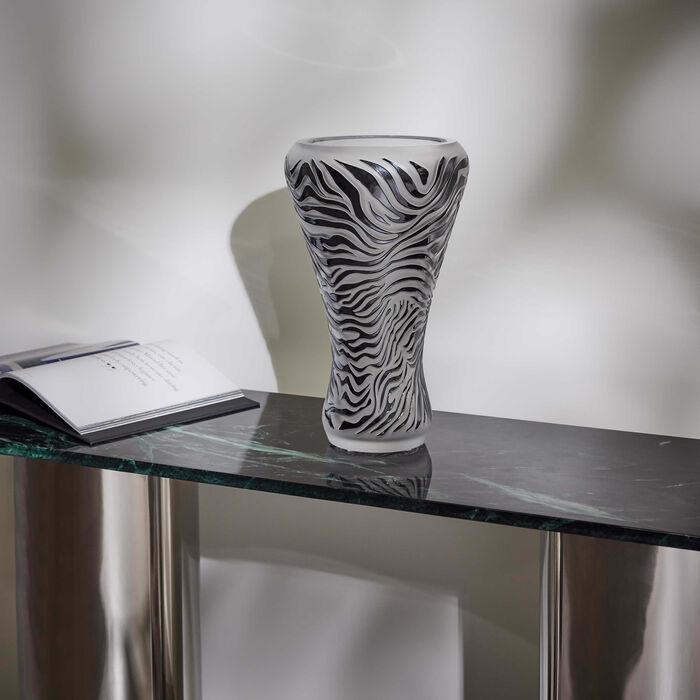 Zebre Vase Large Black lalique zebre vase large black