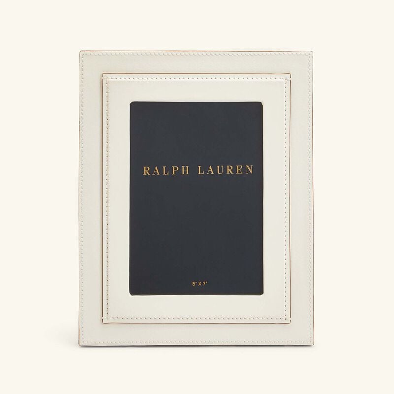 ralph lauren home brennan leather frame white 13x18 cm