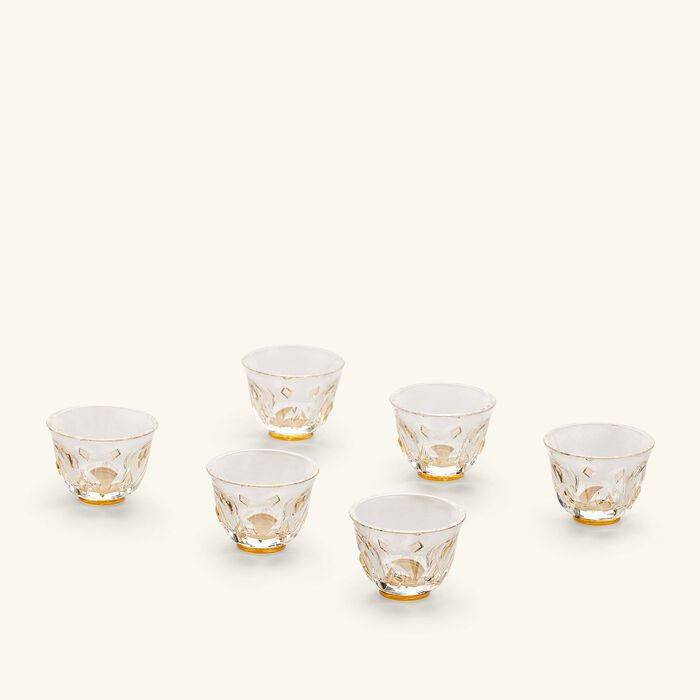 طقم من 6 فناجين قهوة عربية اسمي باللون الذهبي