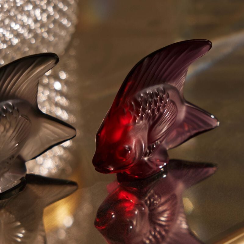lalique fish figurine mini fuchsia