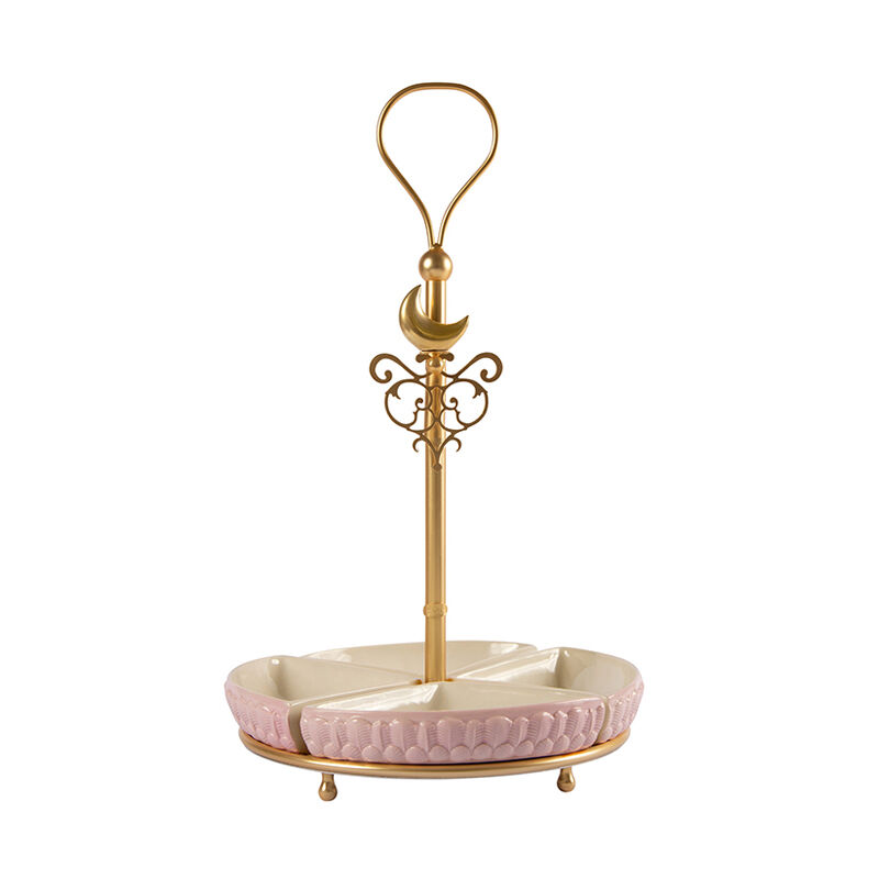 Peacock Extravaganza Gold & Pink Olive Stand, large
