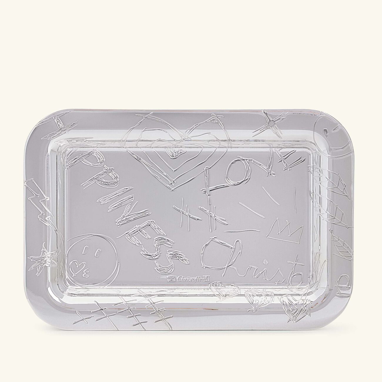 christofle graffiti serving tray rectangular mini silver plated