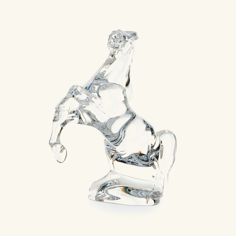 باكارا منحوتة حصان على قائمتين صغيرة شفافة