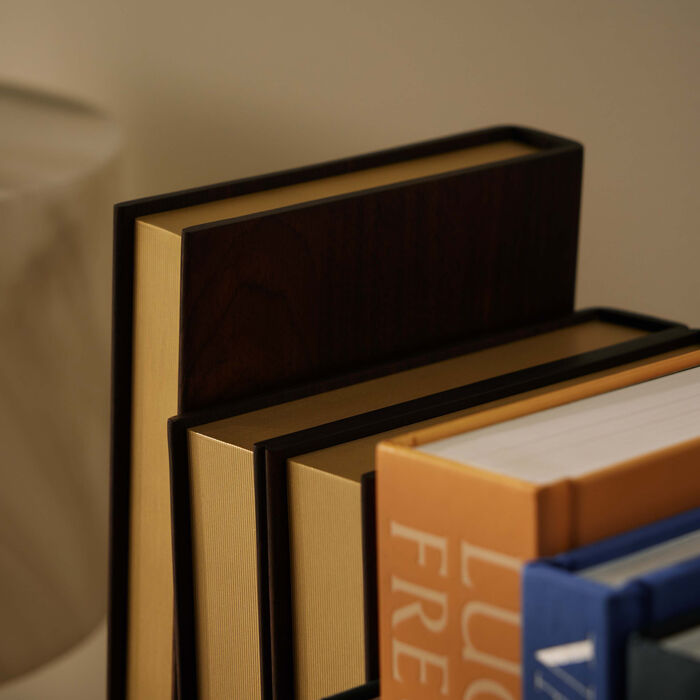 assouline library bookends brown gold