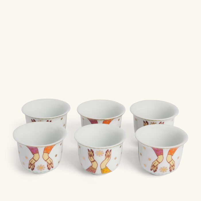Hessa Arabic Coffee Cup White Set Of 6 silsal hessa arabic coffee cup white set of 6