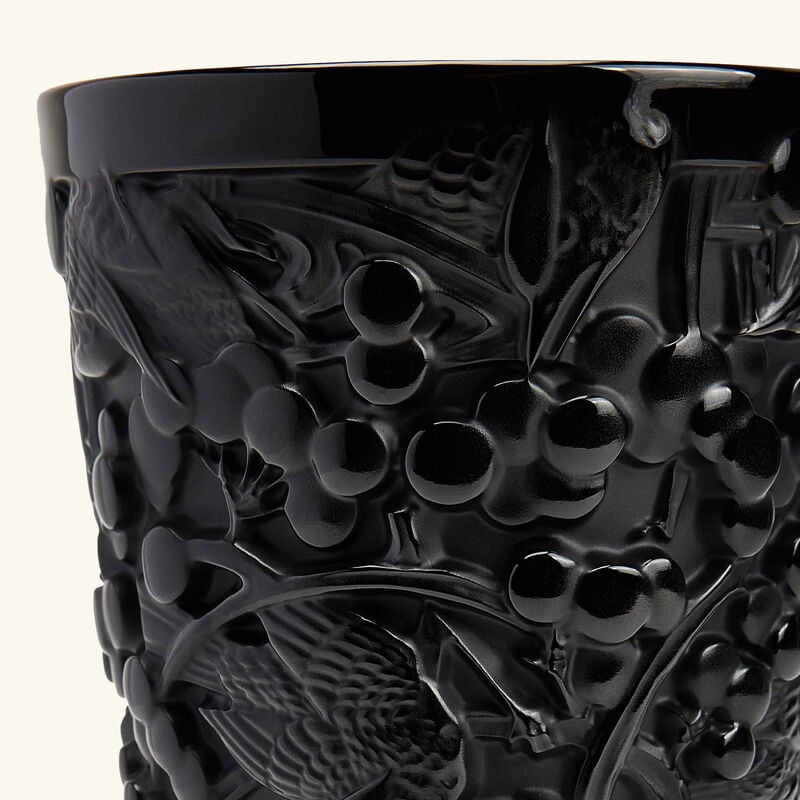 Merles et Raisins Vase Small Black lalique merles et raisins vase small black