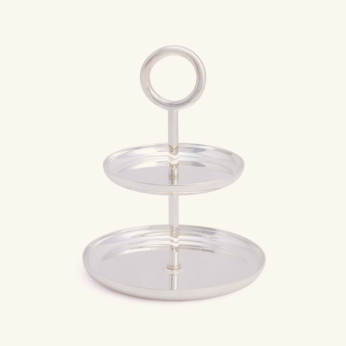 christofle vertigo cake stand 2 tier silver plated