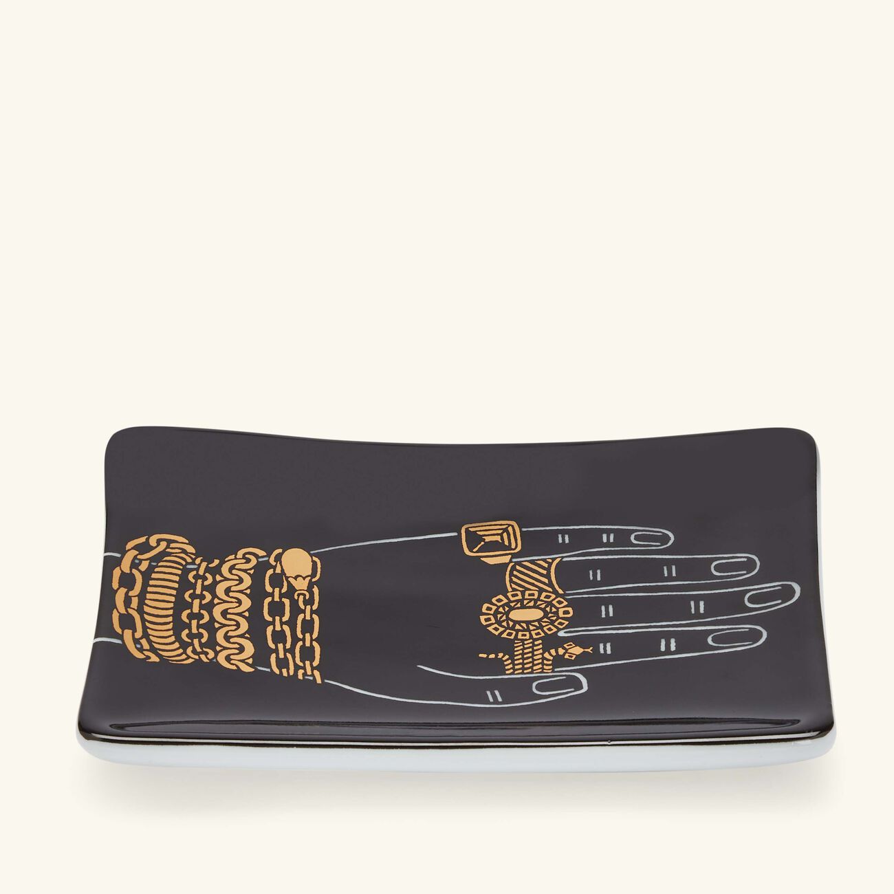 Mano Con Gioielli Ashtray Rectangular Black fornasetti mano con gioielli ashtray rectangular black