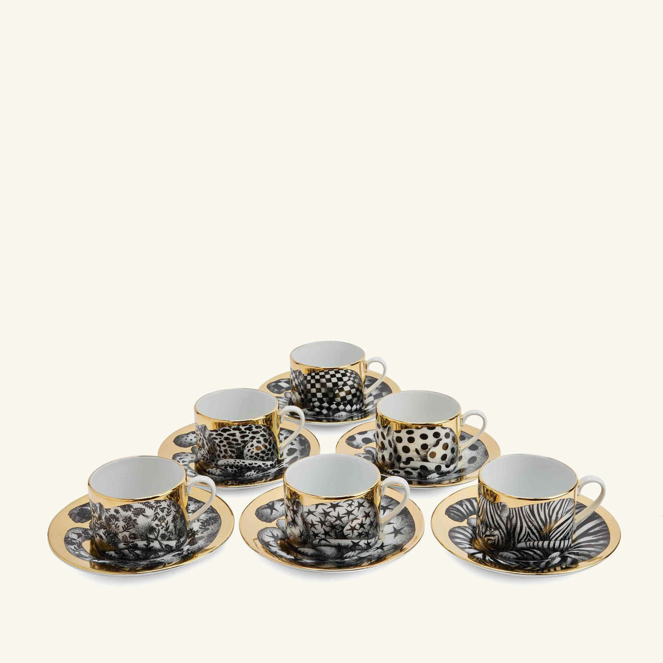 fornasetti high fidelity tea cup grey set of 6
