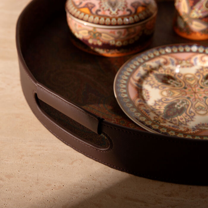 etro arnica serving tray round brown 43cm