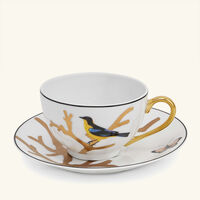 bernardaud aux oiseaux tea cup   saucer gold set of 2