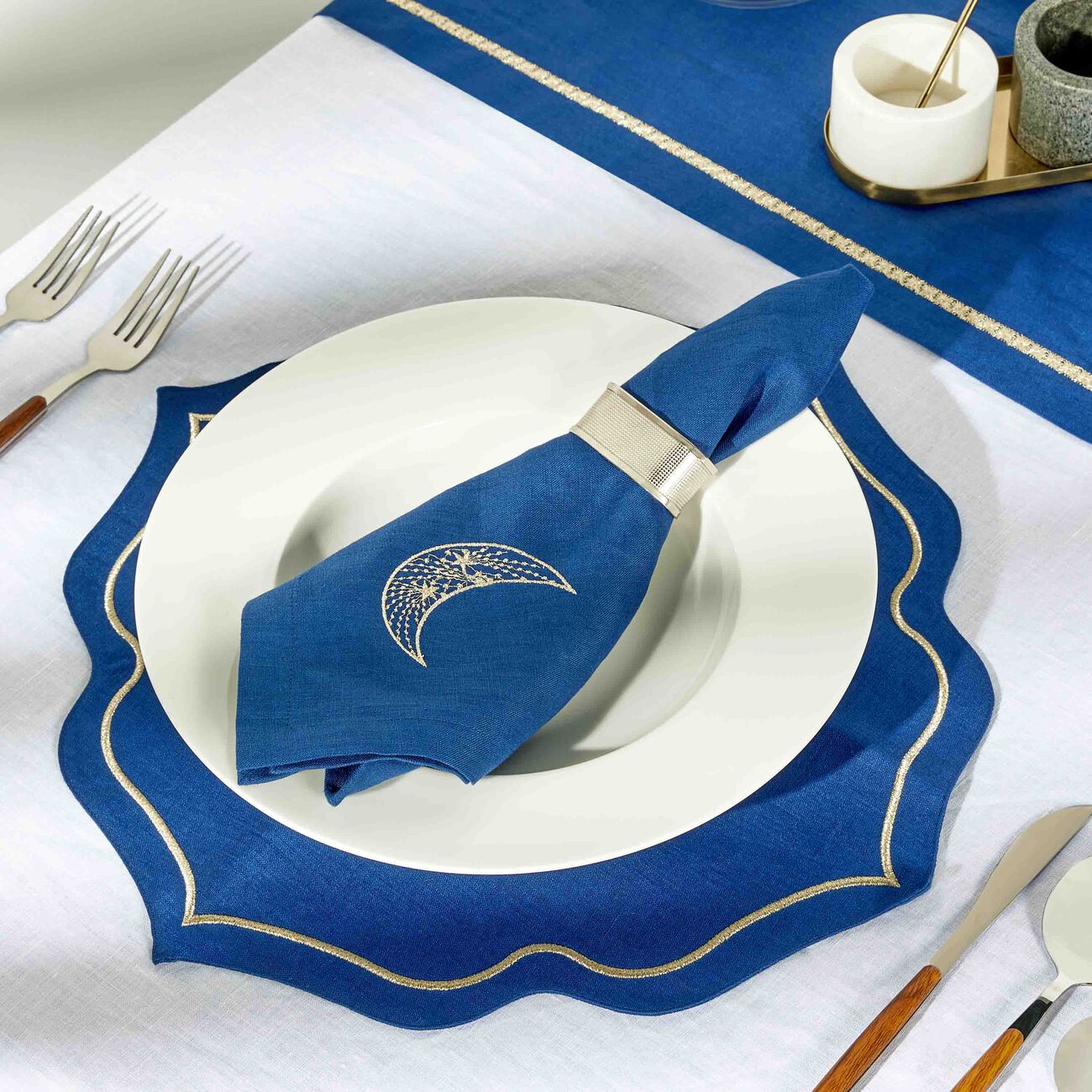 Arabesque Placemat Blue Set Of 6 catherine denoual arabesque placemat blue set of 6